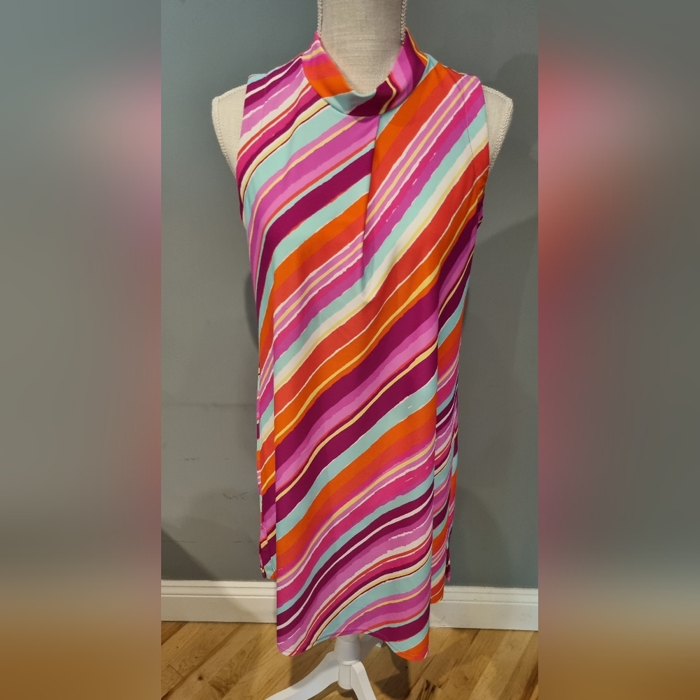 Jude Connally multi colored stripped sleeveless dress small